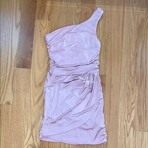 Elegant One-Shoulder Pink Dress